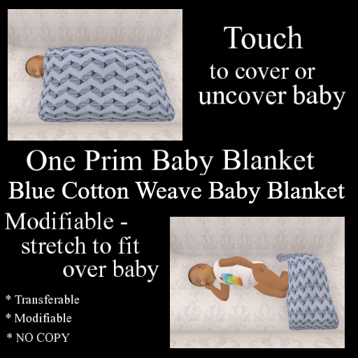 Second Life Marketplace Blue Cotton Weave Baby Blanket